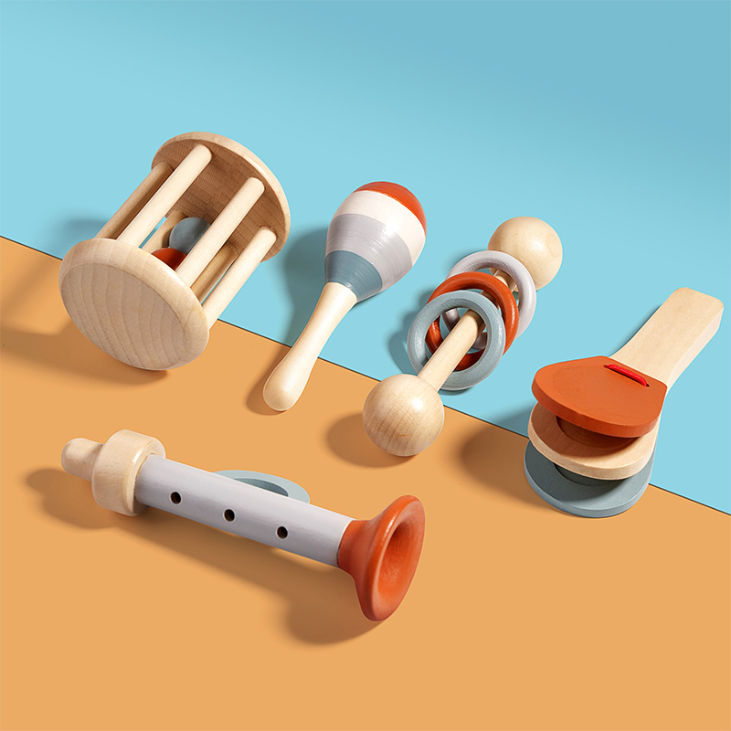 Musical Instrument Harmonium - Doğal Ahşap Çıngırak Oyuncak Seti Montessori